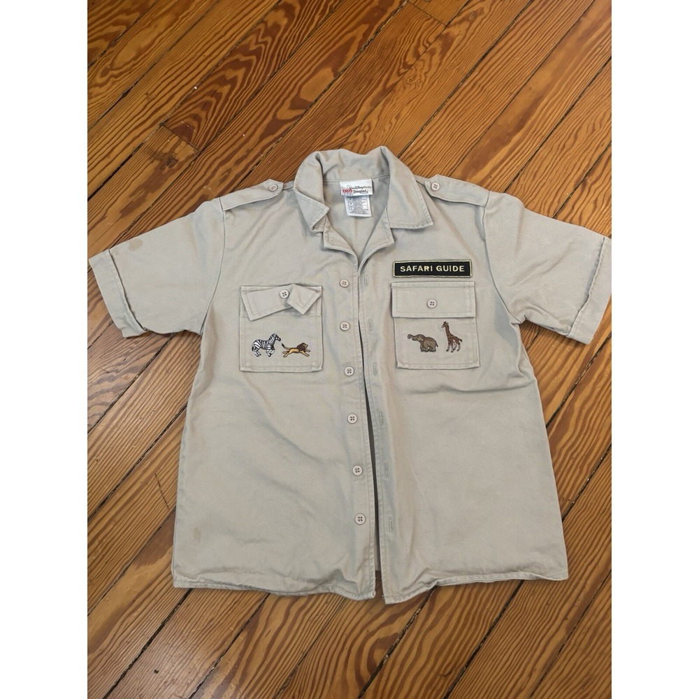 Disneyland Resort Mickey Mouse YOUTH Safari Button Shirt Vintage,‎ Large